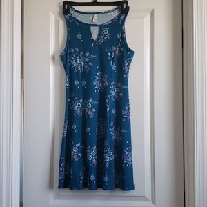 Keyhole fit and flare suede dress